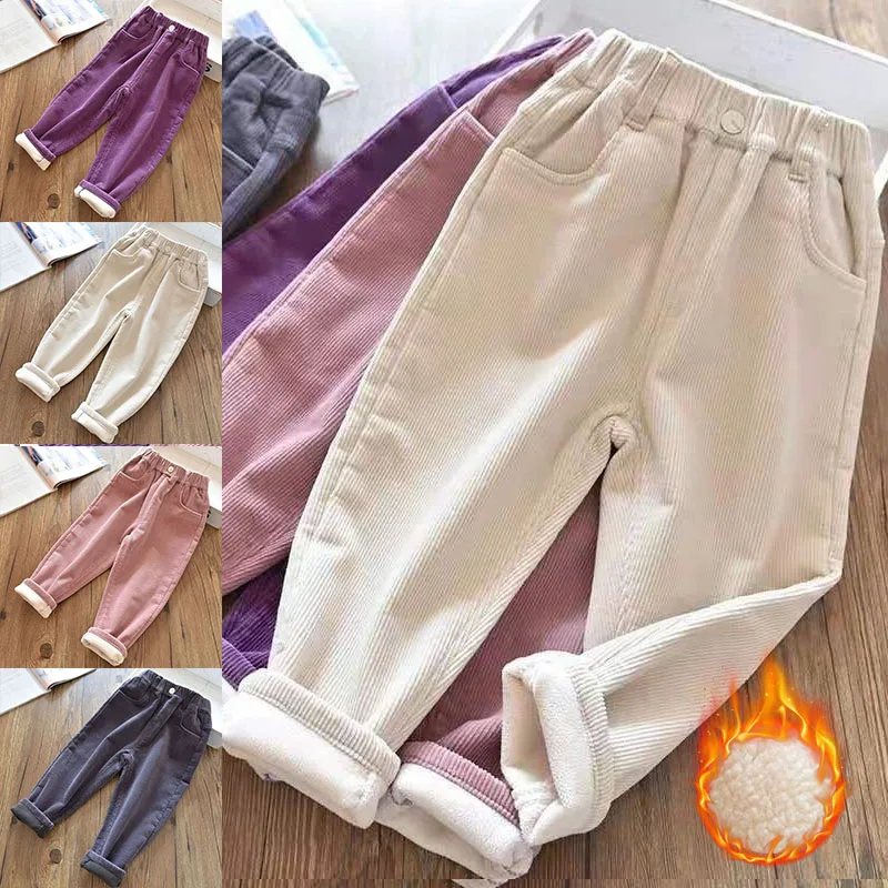 Corduroy Pant Warm - Velvet Lined Corduroy Kids Harem Pants