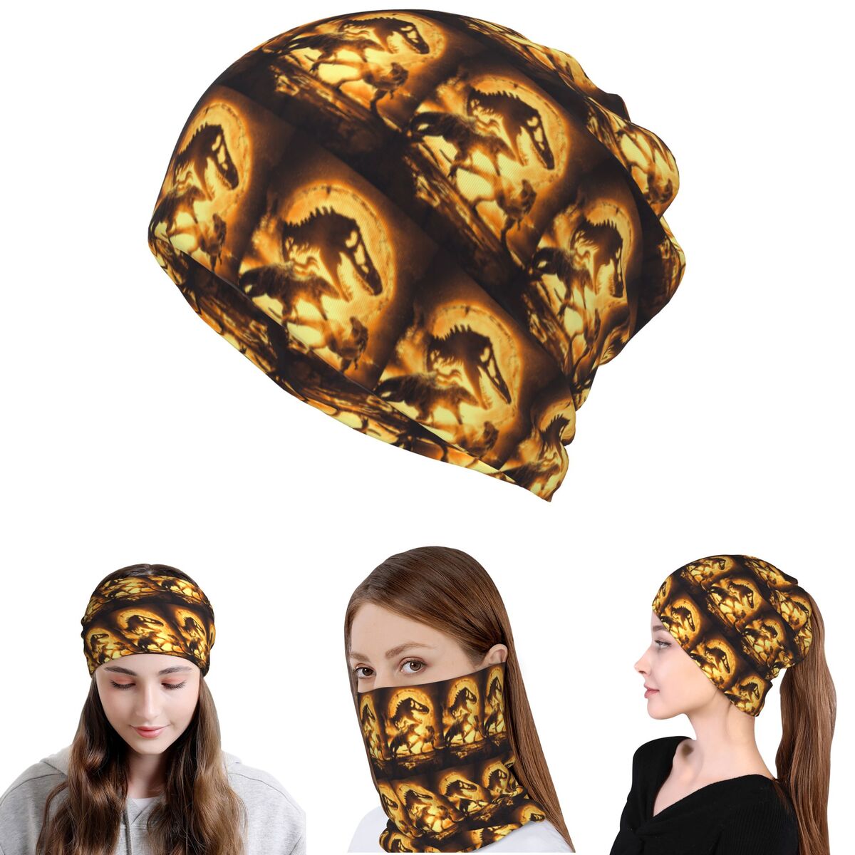 Knit Beanie Hat Warm - Jurassics Park Jurassics World Dinosaur Bandana