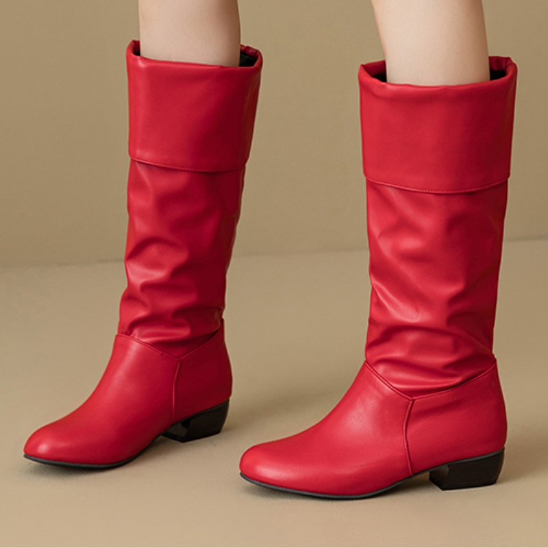 Slip on Knee High Boots Pleate - Waterproof Winter Boot incelemesi ve fiyatı