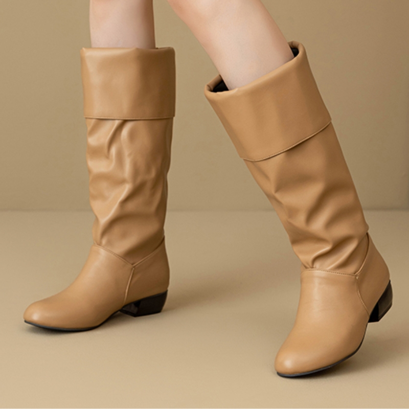 Slip on Knee High Boots Pleate - Waterproof Winter Boot incelemesi ve fiyatı
