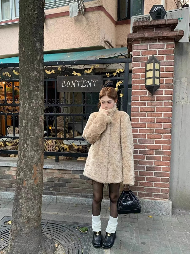 Lamb Wool Jacket Coat Woman Wa - Wool Coat Peacoat incelemesi ve fiyatı