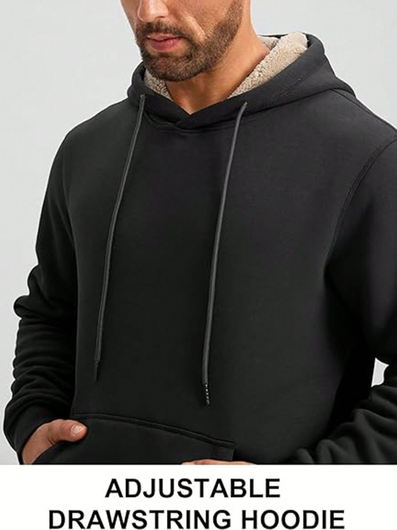 Men's Black Sherpa-Lined Hoodi - Sherpa Hoodie Fleece incelemesi ve fiyatı