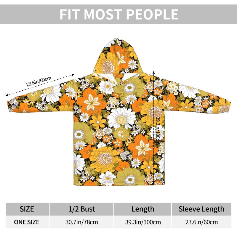 Hippie Flower Floral Retro Bla - Sherpa Hoodie Fleece incelemesi ve fiyatı