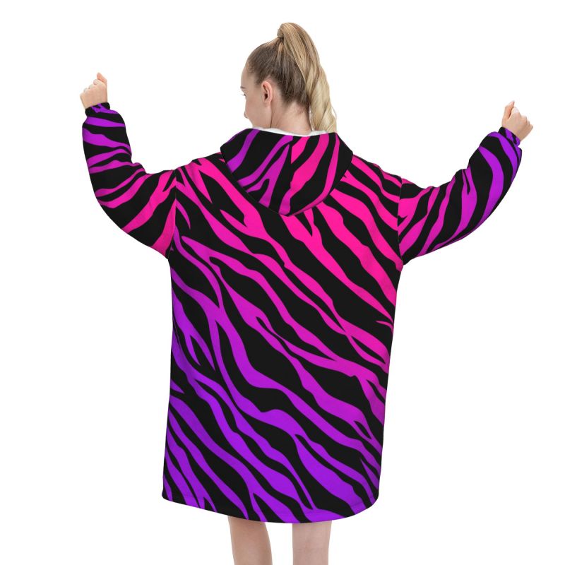 Zebra Stripe Print Wearable Bl - Sherpa Hoodie Fleece incelemesi ve fiyatı