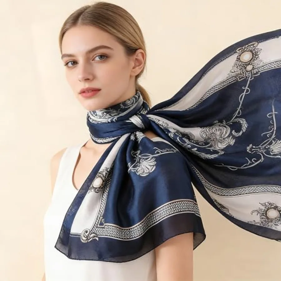 Silk Scarf Mulberry Silk Fashi - Shawl Wrap Winter incelemesi ve fiyatı