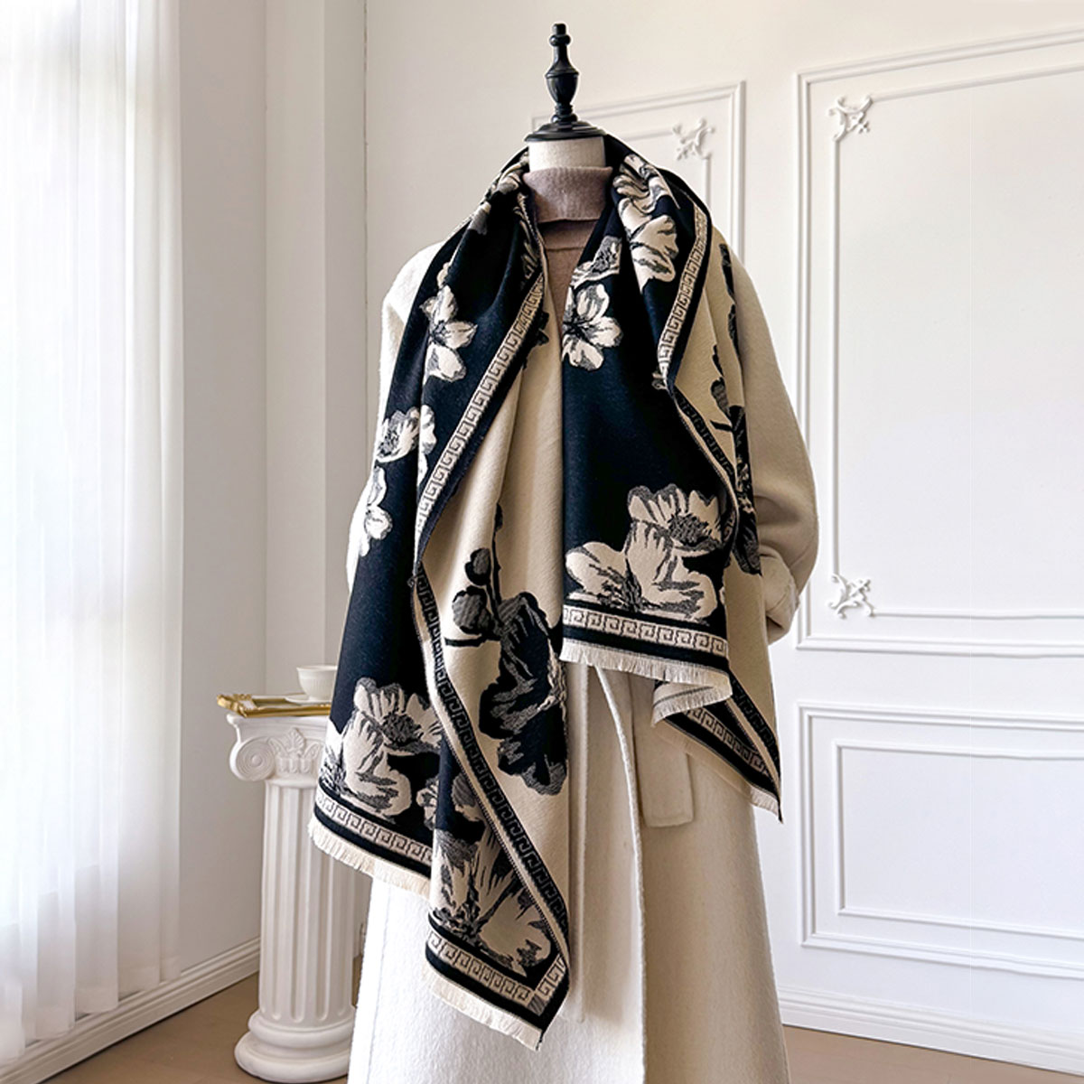 2025 New Women Winter Warm Flo - Cashmere Pashmina Wrap incelemesi ve fiyatı