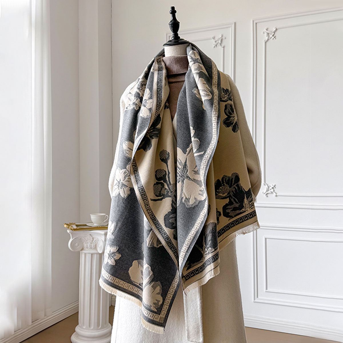 2025 New Women Winter Warm Flo - Cashmere Pashmina Wrap incelemesi ve fiyatı