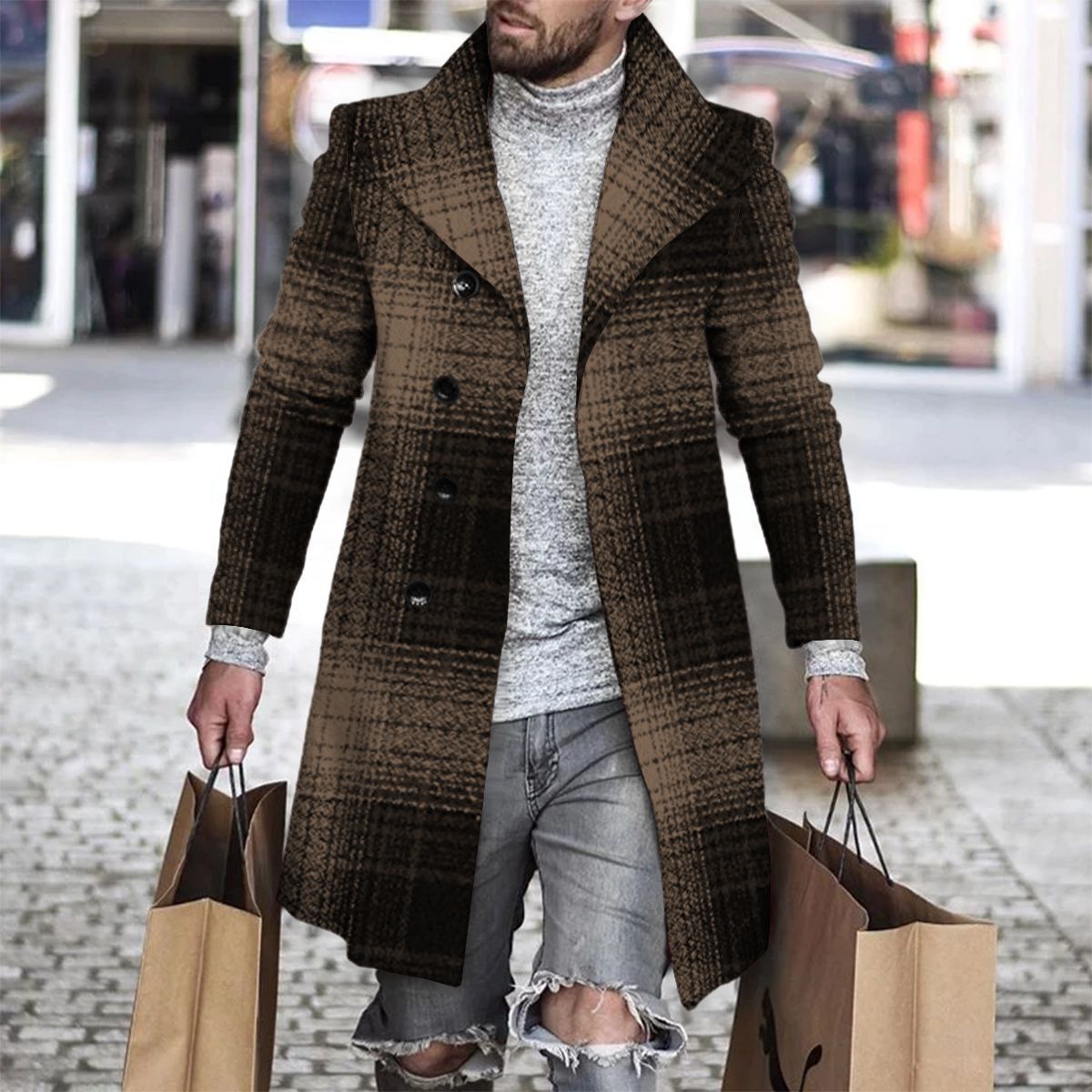 2025 Long Coat Men Mens Wool J - Wool Coat Peacoat incelemesi ve fiyatı