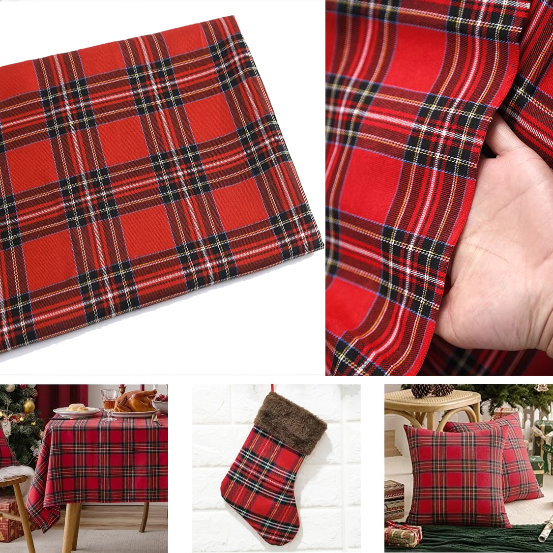 Christmas Plaid Fabric for DIY - Flannel Shirt Lined incelemesi ve fiyatı
